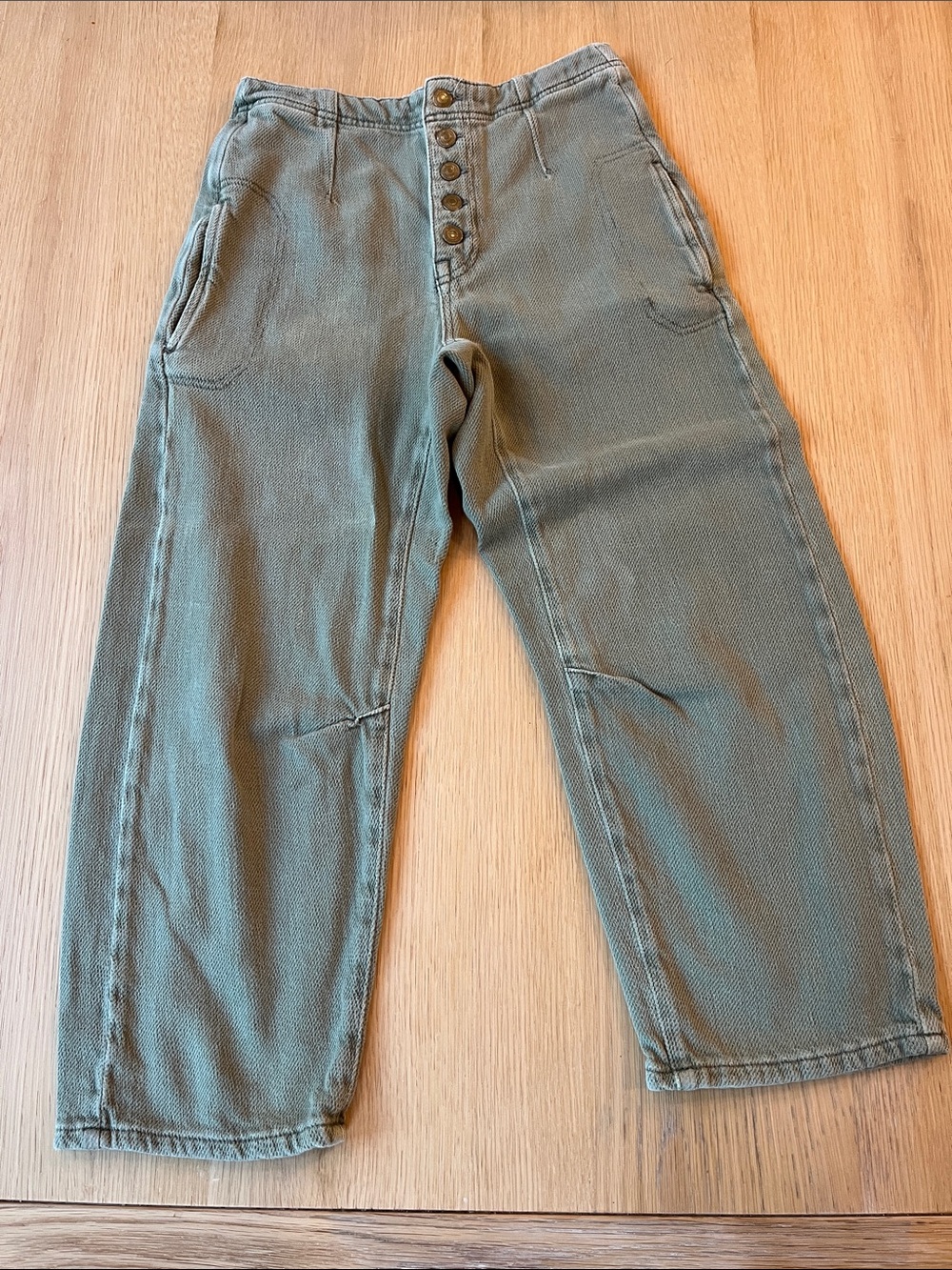 Free People We The Free Olive Button-Fly Cropped Pants